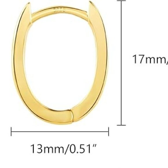 925 Sterling Silver Chunky Huggie Hoop Earrings 14K Gold Plated | Hypoallergenic - Picture 9 of 9